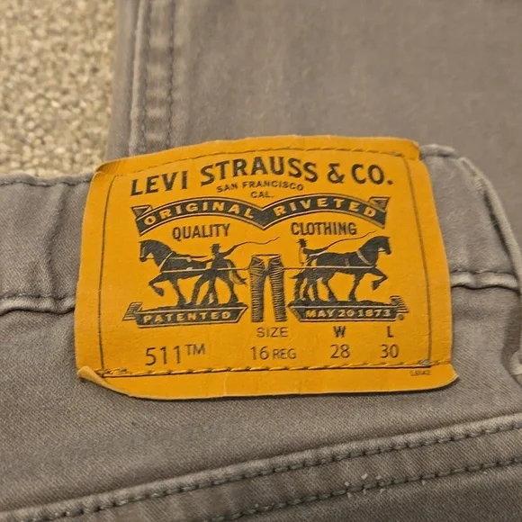 Levi's 511 Silm Gray Straight Leg Jeans Boys Size 16 Reg - Picture 5 of 6